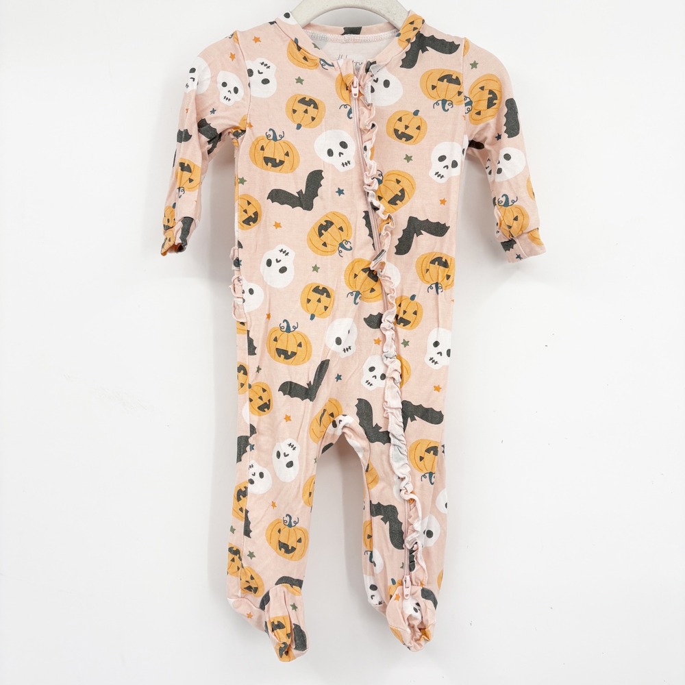 Milkberry Baby‎ Girls Halloween Bamboo Ruffle Footie Sleeper Size 3-6M Pink
